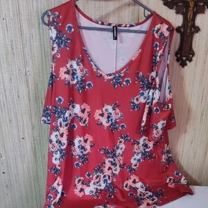 Floral Red Sleeveless Top